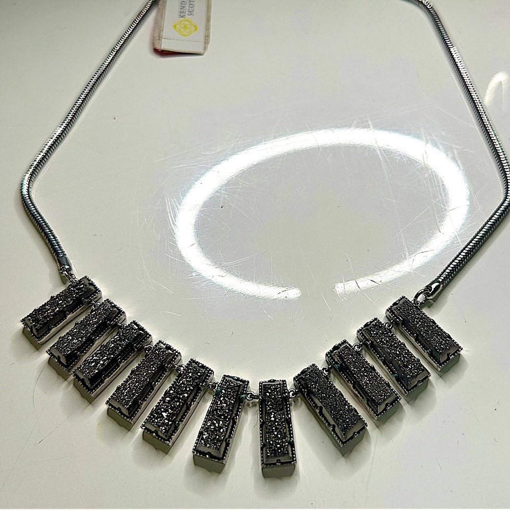 NWOT Kendra Scott Angelina bib necklace in silver drusy
